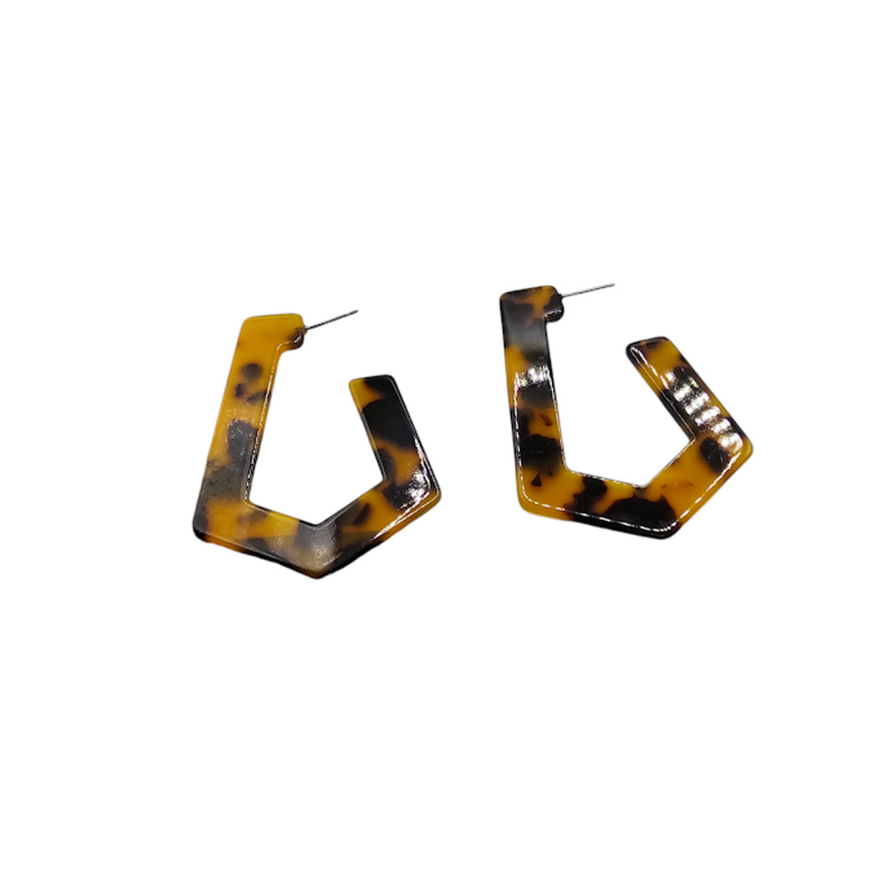 Geometric Statement Hoop Earrings Pierced Brown Shades - Picture 3 of 4